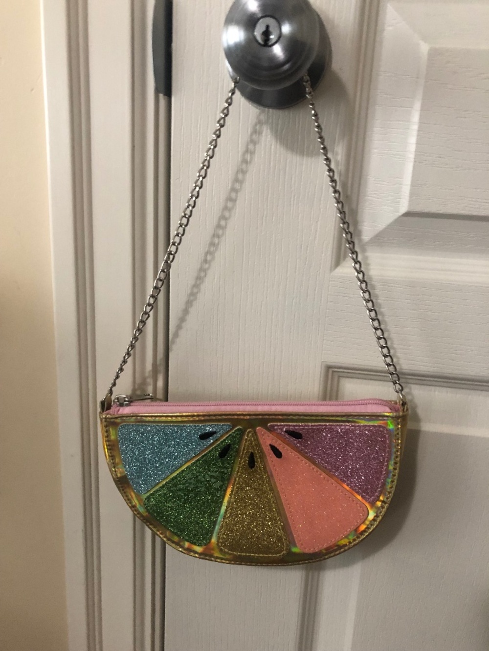 Kids Rainbow purse watermelon zip inside pocket 5x8 inch